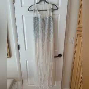 Aiko Reformation White Tie Dye Dress With Sheer Silk Overlay size Small
